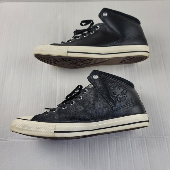 Converse All Star Chuck Taylor Leather Mid Top Sneakers Black Size 13 - Picture 8 of 12